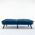 Navy Blue Convertible Folding Modern Sofa Bed White Wood Primary Living Space Light Duty Pine 2 Seat Navy Blue Velvet Medium Firm Pillow Back Modern Pillow Top Arms Foam Upholstered