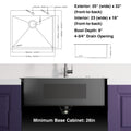 25X22Inch Gunmetal Black Topmount 304 Stainless Steel 18 Gauge Kitchen Sink Gunmetal Black Stainless Steel