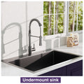 33Inch Topmount 18Gauge Stainless Steel Kitchen Sink With Black Spring Neck Faucet Gunmetal Black Stainless Steel