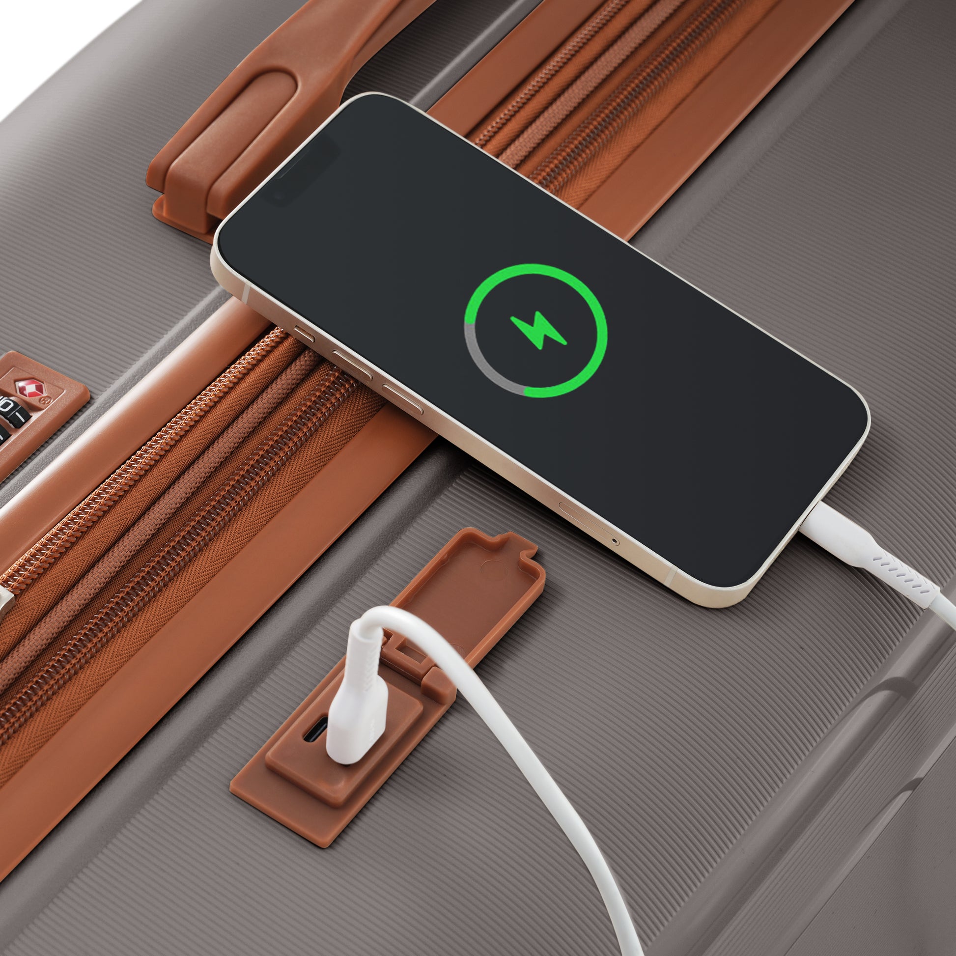 Luggage Sets 3 Piece Suitcase Set 20 24 28 With Usb Port,Carry On Luggage Airline Approved,Pp Lightweight Suitcase With Spinner Wheels, Brown Brown Polypropylene