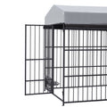 Large Dog Kennel Outdoor Pet Pens Dogs Run Enclosure Animal Hutch Metal Coop Fence With Roof Cover 6.6'L X 3.9'W X 5.9'H Black Gray Outdoor Kennel Iron