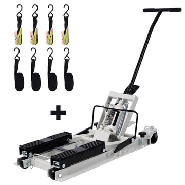 Hydraulic Motorcycle Lift Jack, 1500 Lbs Capacity Atv Scissor Lift Jack, Portable Motorcycle Lift Table With 4 Wheels, Hydraulic Foot Operated Hoist Stand With 2Xtie Down Gray Gray Steel
