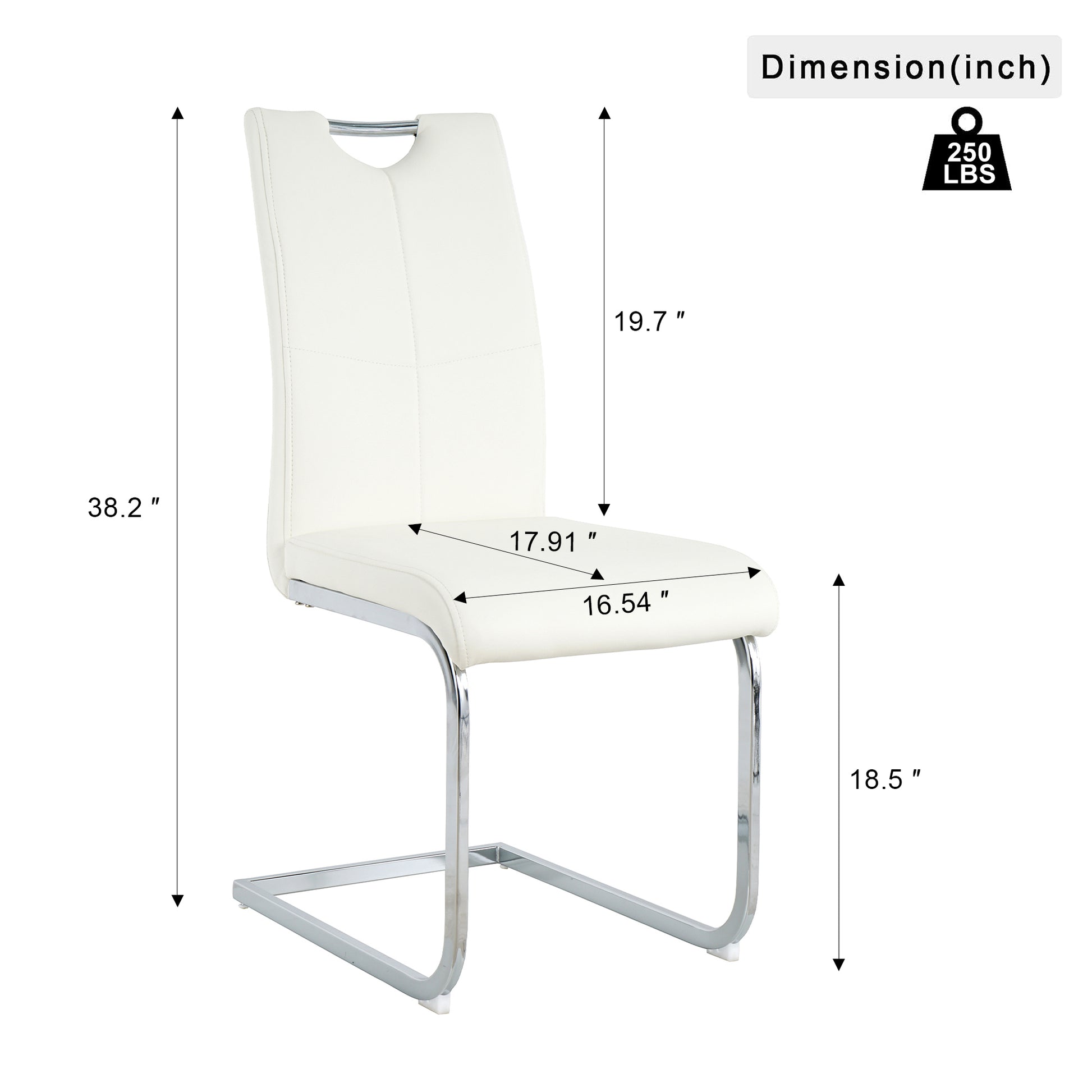 Modern Simple Rectangular Glass Dining Table, Solid Tempered Glass Countertop, Wood Transfer Metal Table Legs, White Pu Dining Chair Set, Suitable For Restaurant Kitchen Use Set Of 5 Upholstered Chair Glass White Pu Seats 4 Metal Rectangular Dining Table