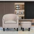 Jst Accent Chair With Ottoman, Modern Accent Arm Chair With Footrest, Suit For Living Room Bedroom Small Spaces Apartment Office Fabric Beige Beige Brown Carbon Fiber