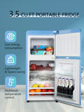 3.5 Cu.Ft Compact Refrigerator, Retro Mini Fridge With Freezer, Small Drink Chiller With 2 Door Adjustable Mechanical Thermostat For Home, Office,Dorm Or Rv Blue Blue Abs Steel Q235