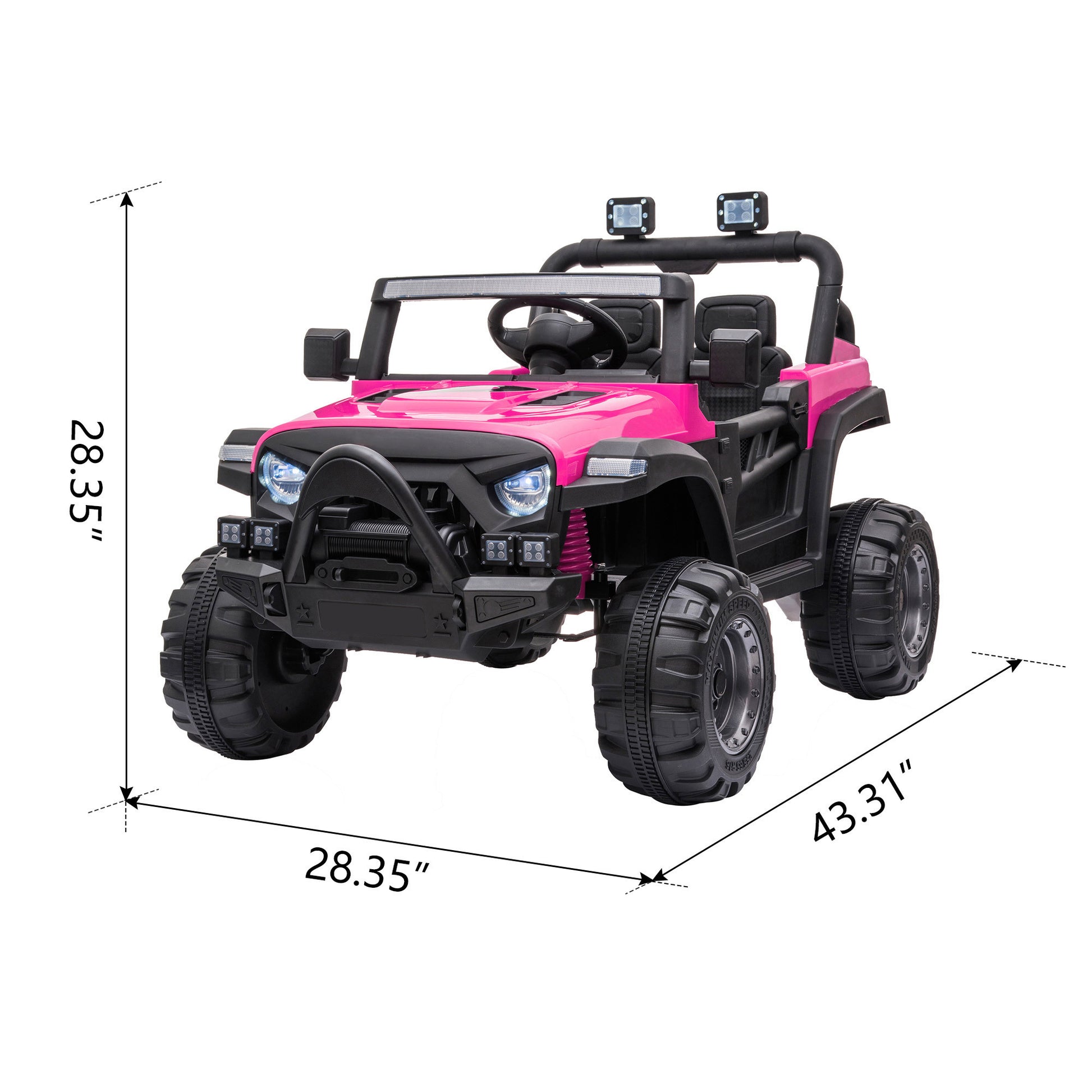 12V Electric Motorized Off Road Vehicle, 2.4G Remote Control Kids Ride On Car, Head Rear Lights, Music, Rear Spring Suspension,Rose Red Rose Polypropylene