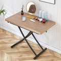 Modern Minimalist Multifunctional Lifting Table, 0.8 Inch Wood Grain Craft Sticker Desktop, Black Metal Legs. 4 Upholstered Dining Chairs With Black Metal Legs. Lt 10055 B0502 Natural Wood Wash Metal