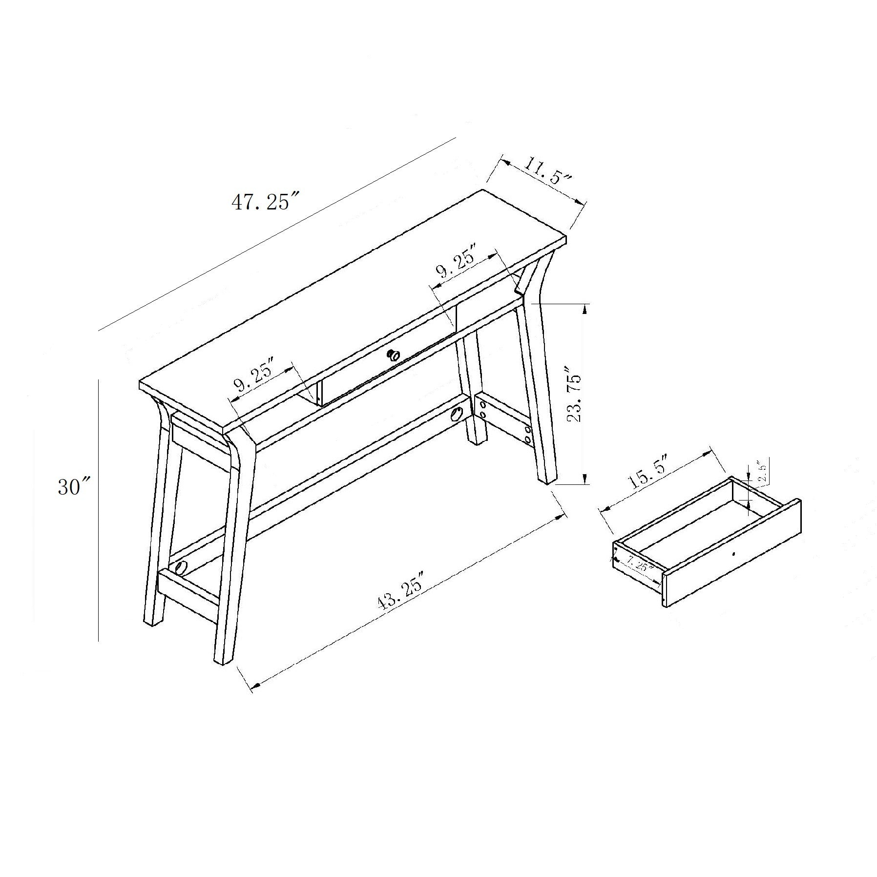 Modern Console With One Drawer White White Particle Board