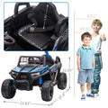 12V Kids Ride On Mini Utv, Electric Car With Front Led Lights And Horn, Single Seat With A Safety Belt, Forward Reverse Function Black Blue Polypropylene