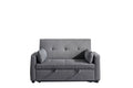 2 Seaters Slepper Sofa Bed.Dark Grey Linen Fabric 3 In 1 Convertible Sleeper Loveseat With Side Pocket. Dark Grey Linen