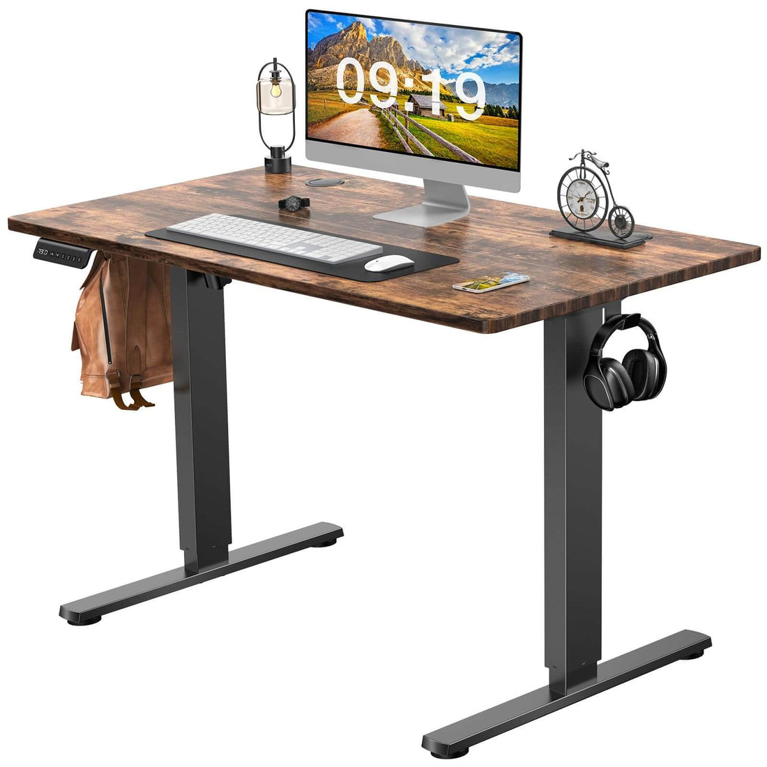 Electric Height Adjustable Standing Desk,Sit To Stand Ergonomic Computer Desk,Brown,40'' X 24" Brown Wood