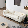 Living Room Sofa Couch With Metal Legs Ivory Fabric Ivory Fabric