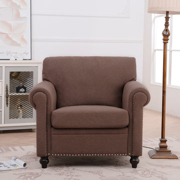1 Seater Sofa. Brown Foam Fabric