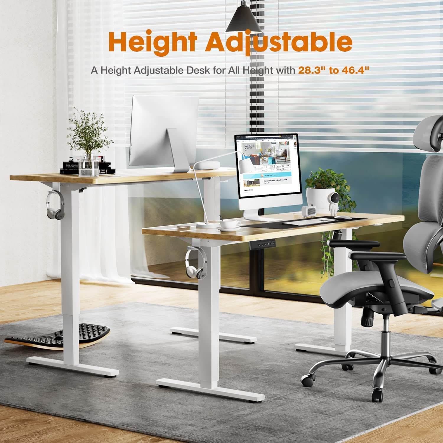 Electric Height Adjustable Standing Desk,Sit To Stand Ergonomic Computer Desk,Yellow,40'' X 24" Yellow Wood