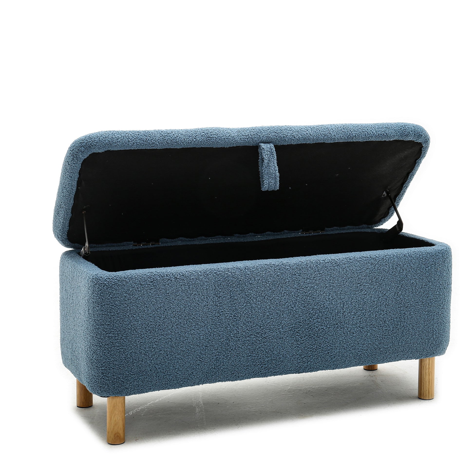 Basics Upholstered Storage Ottoman And Entryway Bench Blue Blue Boucle