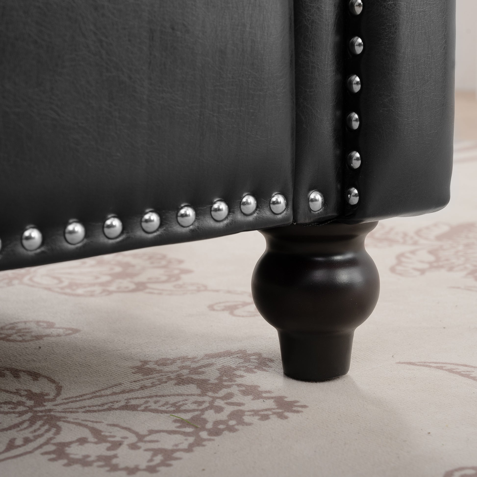 1 Seater Sofa. Black Pu Foam Fabric