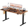 Electric Height Adjustable Standing Desk,Sit To Stand Ergonomic Computer Desk,Brown,63'' X 24