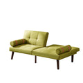 Convertible Sofa Bed Futon With Solid Wood Legs Linen Fabric Musterd Green Light Green Fabric