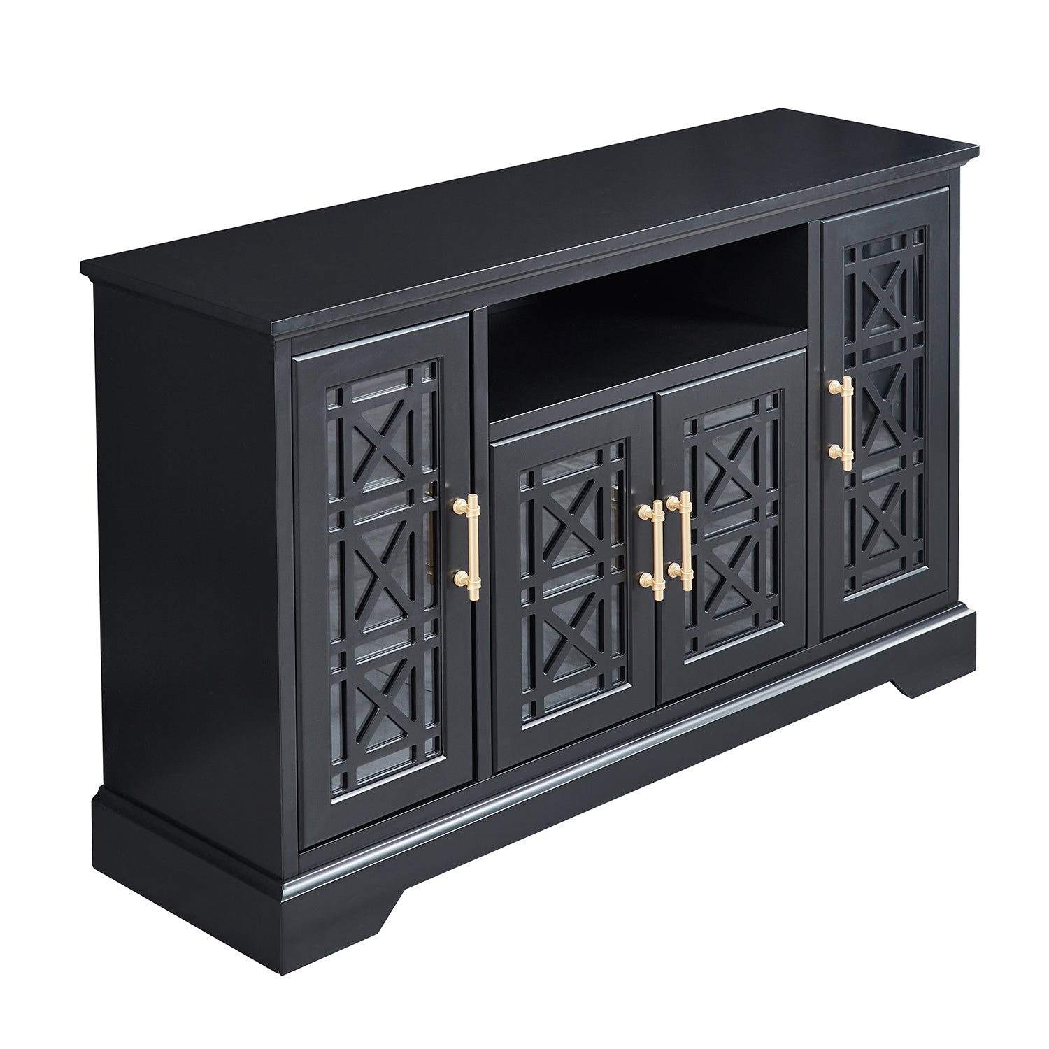 Sideboard Buffet Table With Doors Black Primary Living Space Mdf