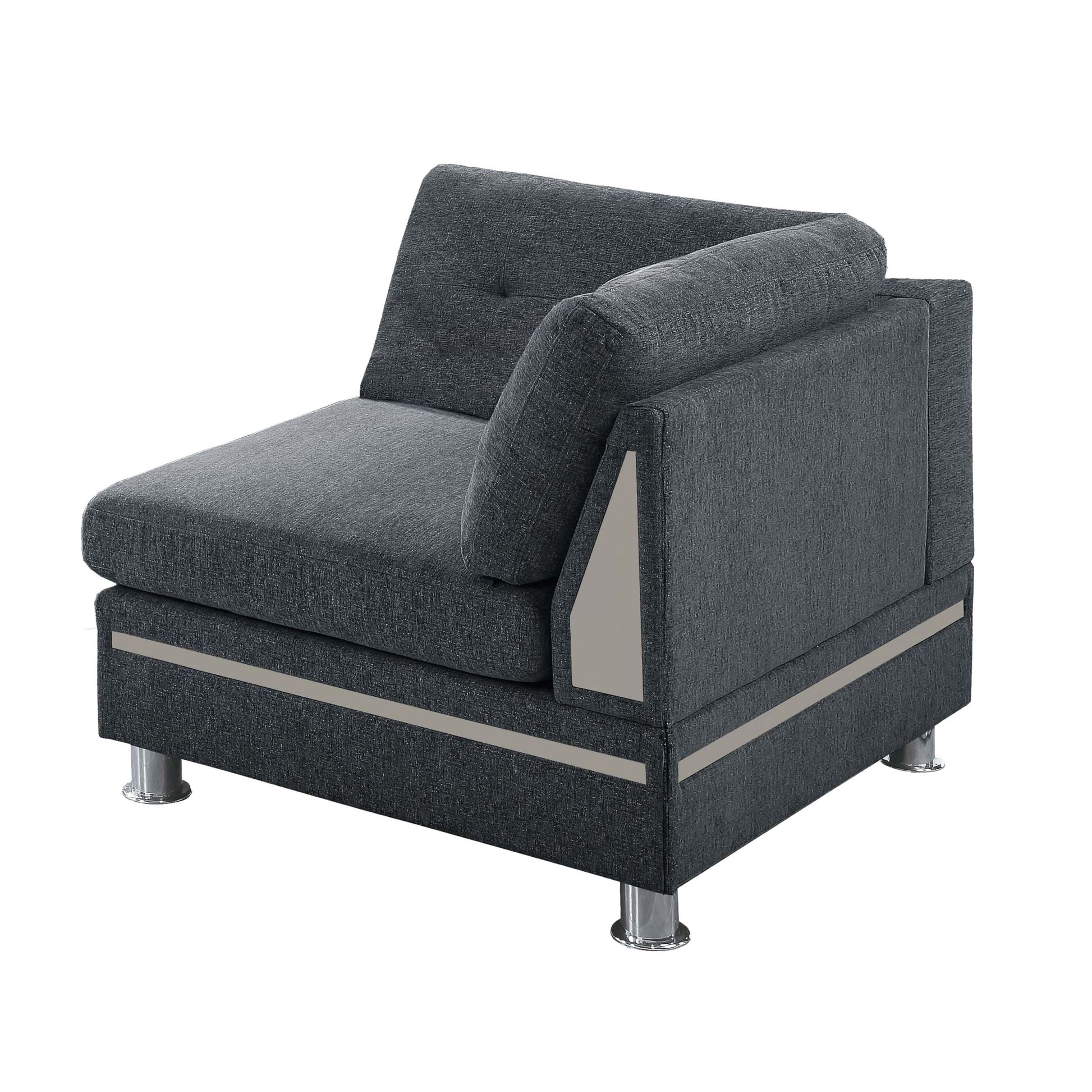 Corner Sofa In Charcoal Gray Fabric