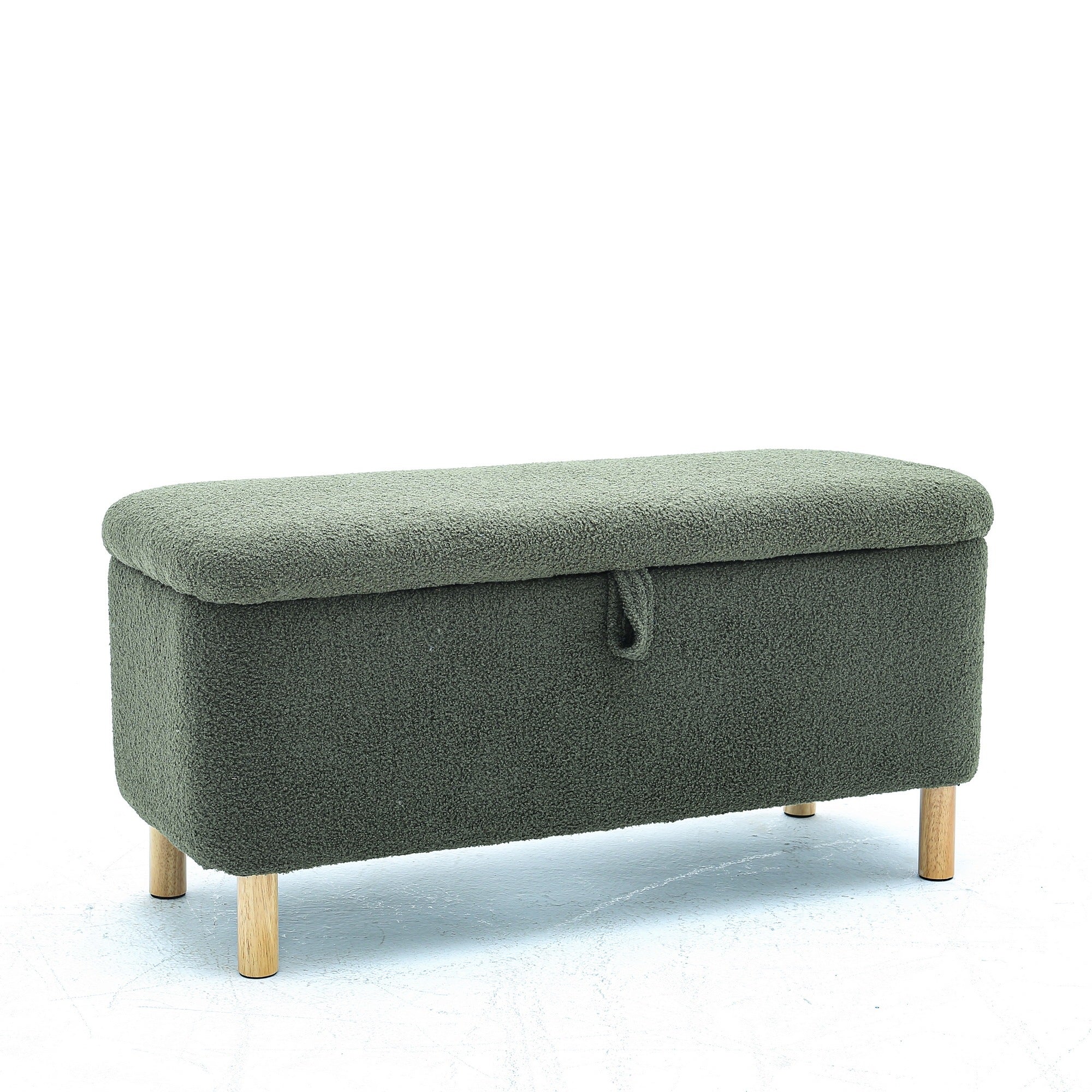 Basics Upholstered Storage Ottoman And Entryway Bench Green Green Boucle