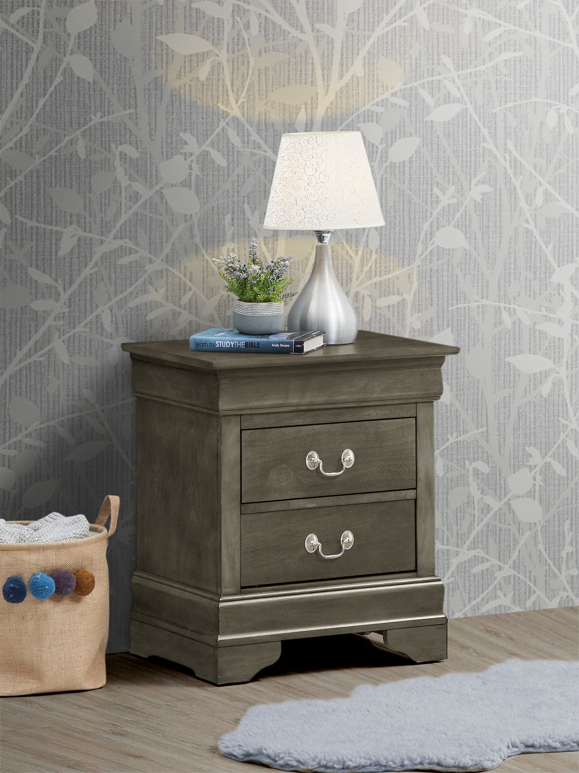 Louisphillipe G02105 N Nightstandgray Gray Particle Board