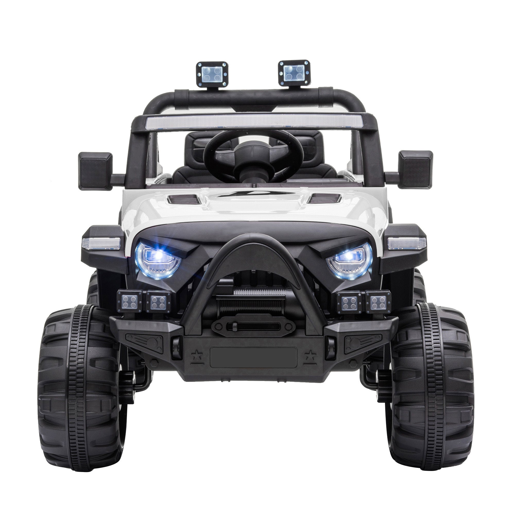 12V Electric Motorized Off Road Vehicle, 2.4G Remote Control Kids Ride On Car, Head Rear Lights, Music, Rear Spring Suspension, White White Polypropylene