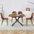 Modern Minimalist Multifunctional Lifting Table, 0.8 Inch Wood Grain Craft Sticker Desktop, Black Metal Legs. 4 Upholstered Dining Chairs With Black Metal Legs. Lt 10055 B0501 Natural Wood Wash Metal