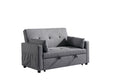 2 Seaters Slepper Sofa Bed.Dark Grey Linen Fabric 3 In 1 Convertible Sleeper Loveseat With Side Pocket. Dark Grey Linen