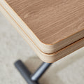 Modern Minimalist Multifunctional Lifting Table, 0.8 Inch Wood Grain Craft Sticker Desktop, Black Metal Legs. 4 Faux Leather Upholstered Dining Chairs With Black Metal Legs. Lt 10055 B0502 Natural Wood Wash Metal