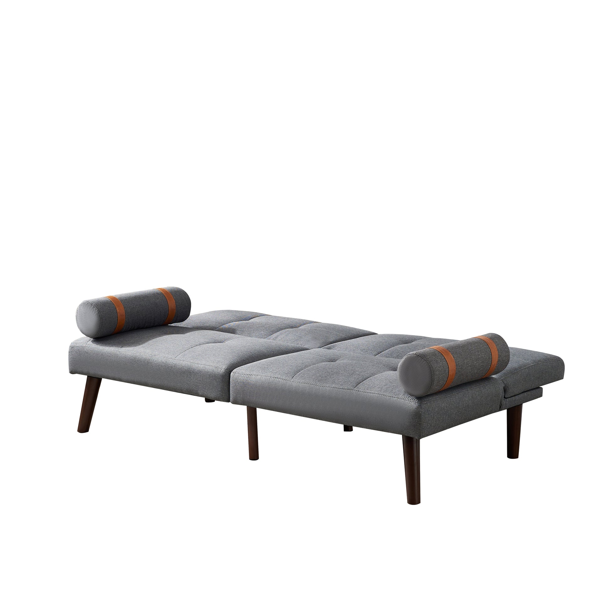 Convertible Sofa Bed Futon With Solid Wood Legs Linen Fabric Grey Grey Fabric