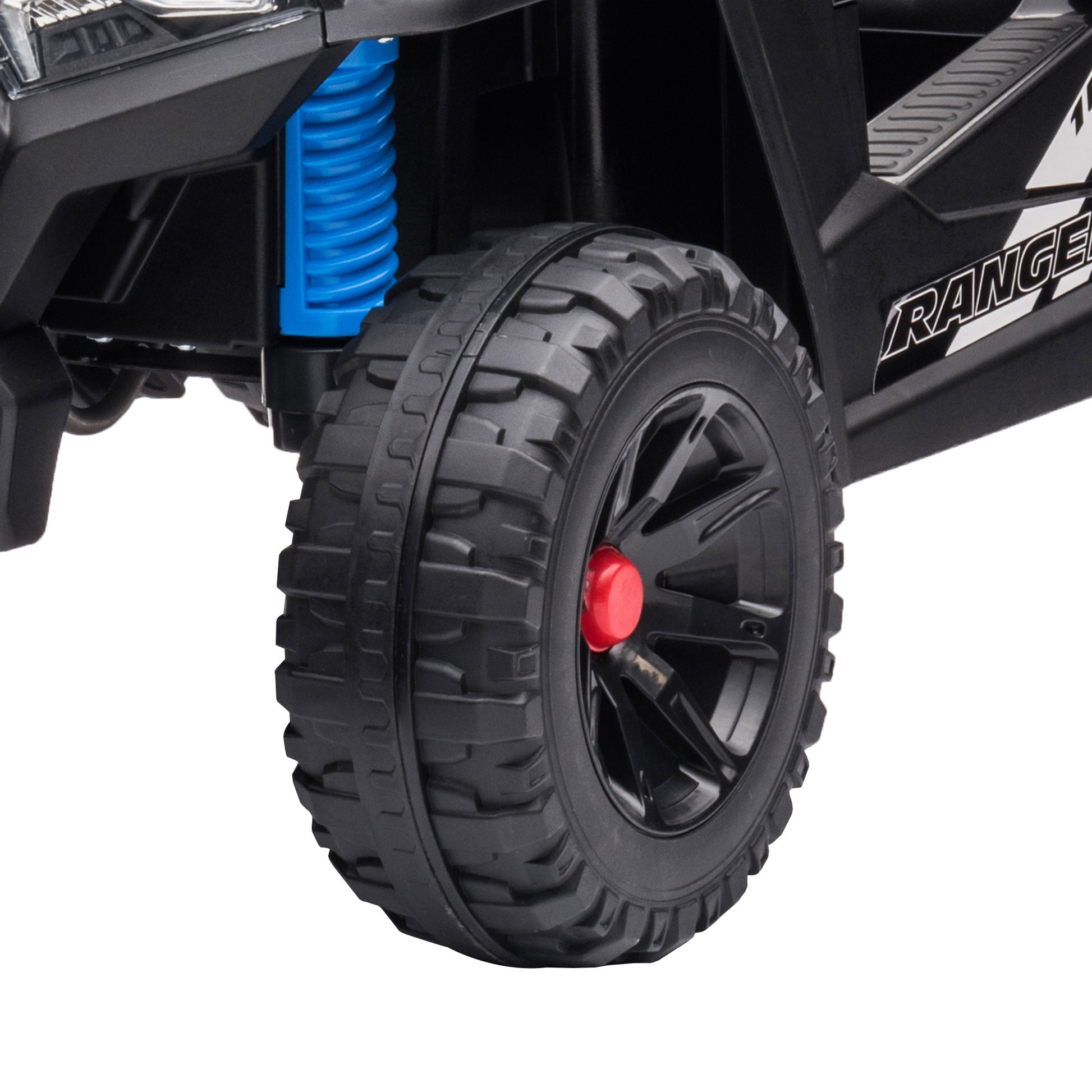 12V Kids Ride On Mini Utv, Electric Car With Front Led Lights And Horn, Single Seat With A Safety Belt, Forward Reverse Function Black Blue Polypropylene