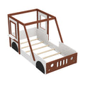 Fun Play Design Twin Size Car Bed, Kids Platform Bed In Car Shaped For Kids Boys Girls Teens,White Orange Twin Orange Solid Wood Mdf