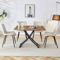 Modern Minimalist Multifunctional Lifting Table, 0.8 Inch Wood Grain Craft Sticker Desktop, Black Metal Legs. 4 Faux Leather Upholstered Dining Chairs With Black Metal Legs. Lt 10055 B0502 Natural Wood Wash Metal