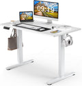 Electric Height Adjustable Standing Desk,Sit To Stand Ergonomic Computer Desk,White,48'' X 24