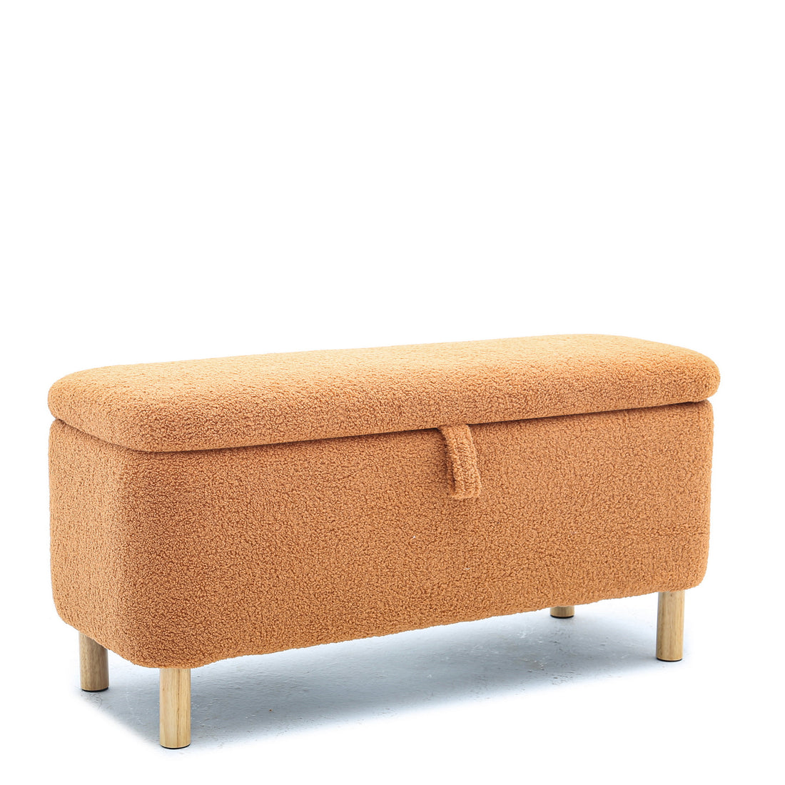 Basics Upholstered Storage Ottoman And Entryway Bench Orange Orange Boucle