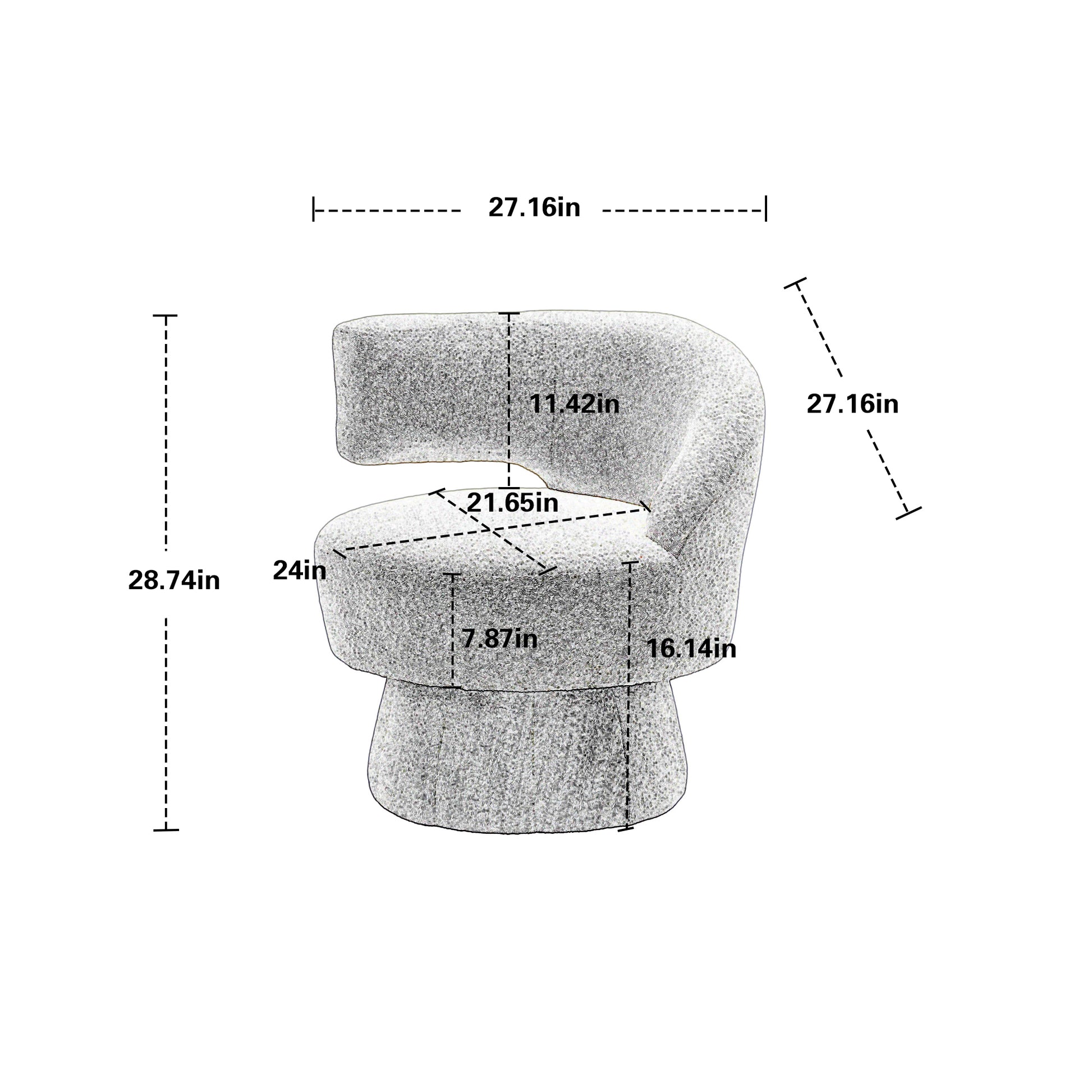 360 Degree Swivel Cuddle Barrel Accent Chairs, Round Armchairs With Wide Upholstered, Fluffy Fabric Chair For Living Room, Bedroom, Office, Waiting Rooms Navy Foam Boucle