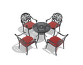 Cushions In Random Colors 5 Piece Set Of Cast Aluminum Patio Furniture With Cushions Yes Dining Set Black Seats 4 Rust Resistant Frame Water Resistant Cushion Garden & Outdoor Complete Patio Sets Aluminium