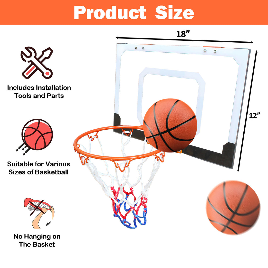 Mini Basketball Hoop 02 Orange Iron