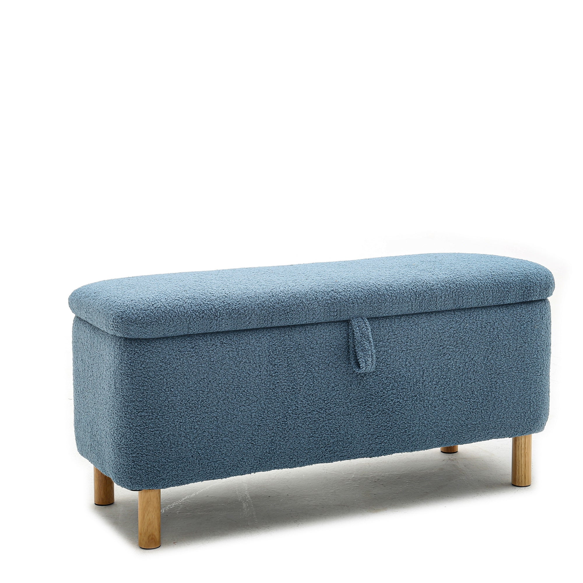 Basics Upholstered Storage Ottoman And Entryway Bench Blue Blue Boucle