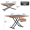 Modern Minimalist Multifunctional Lifting Table, 0.8 Inch Wood Grain Craft Sticker Desktop, Black Metal Legs. 4 Faux Leather Upholstered Dining Chairs With Black Metal Legs. Lt 10055 B0501 Natural Wood Wash Metal