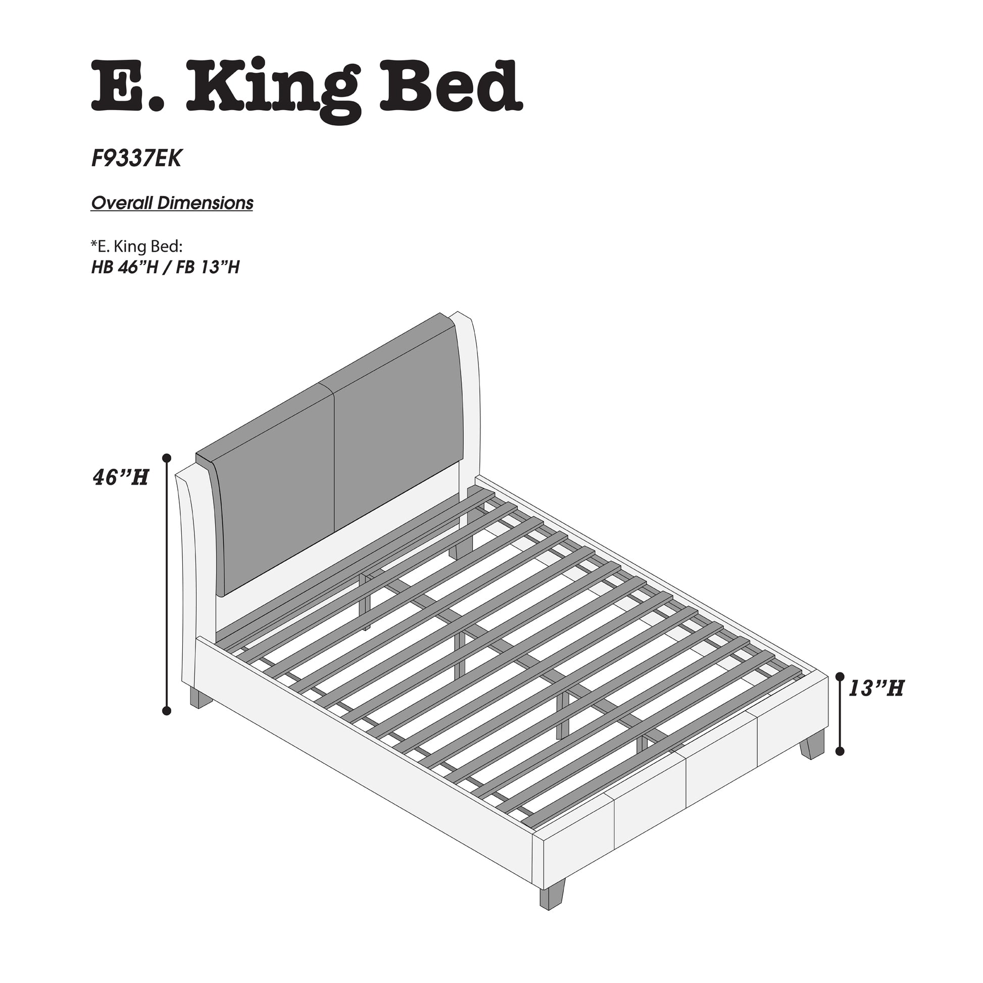 Eastern King Bed In White & Grey White Gray Leather