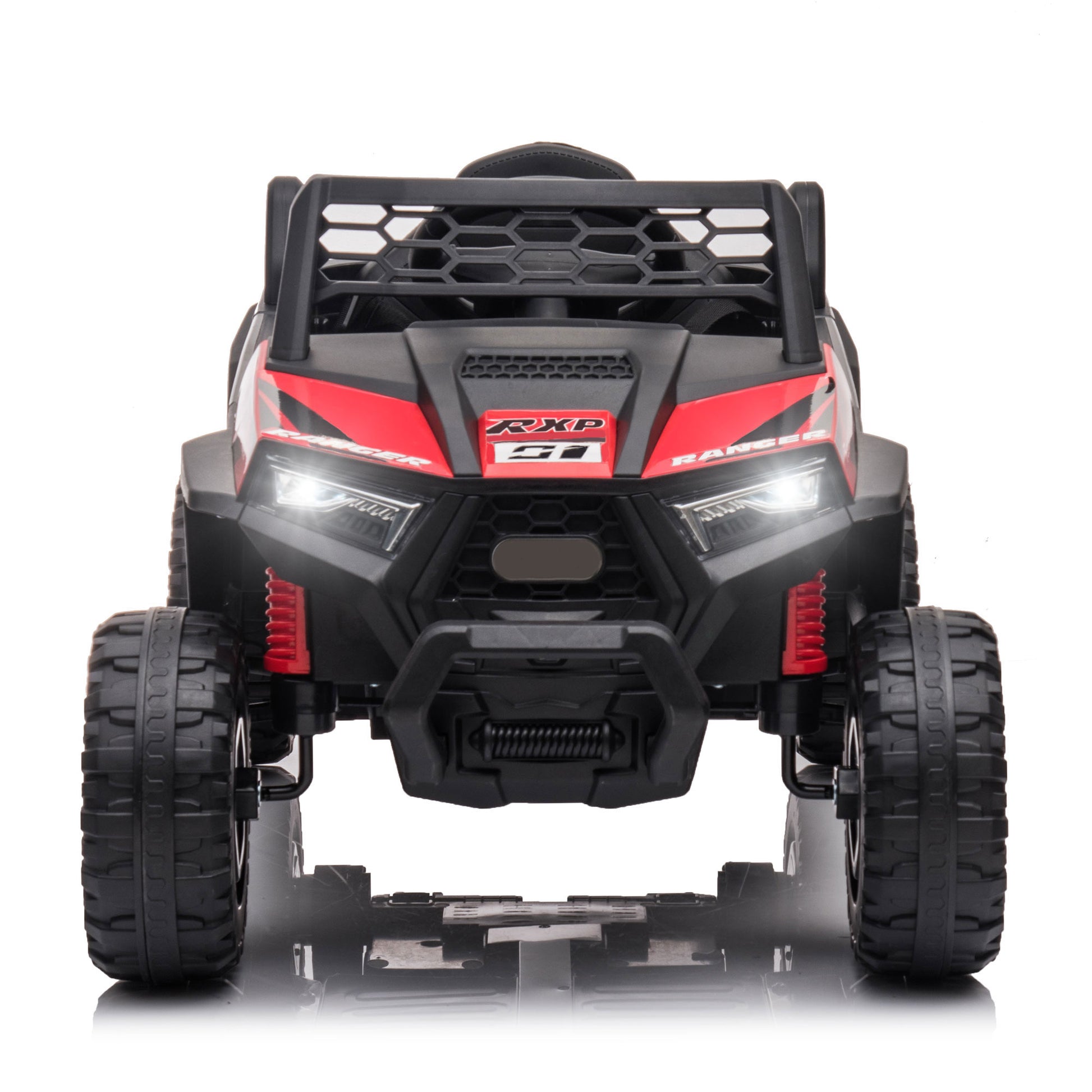 12V Kids Ride On Mini Utv, Electric Car With Front Led Lights And Horn, Single Seat With A Safety Belt, Forward Reverse Function Black Red Polypropylene