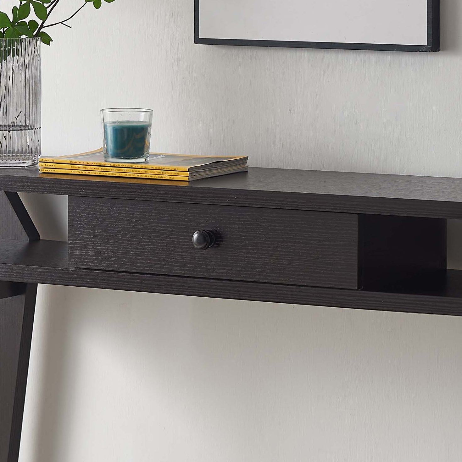 Home Hallway Console Table, Accent Table With Drawer Red Cocoa Espresso Particle Board