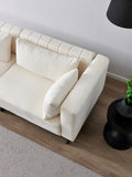 Living Room Sofa Couch With Metal Legs Ivory Fabric Ivory Fabric