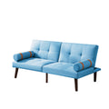 Convertible Sofa Bed Futon With Solid Wood Legs Linen Fabric Blue Blue Fabric