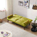 Convertible Sofa Bed Futon With Solid Wood Legs Linen Fabric Musterd Green Light Green Fabric