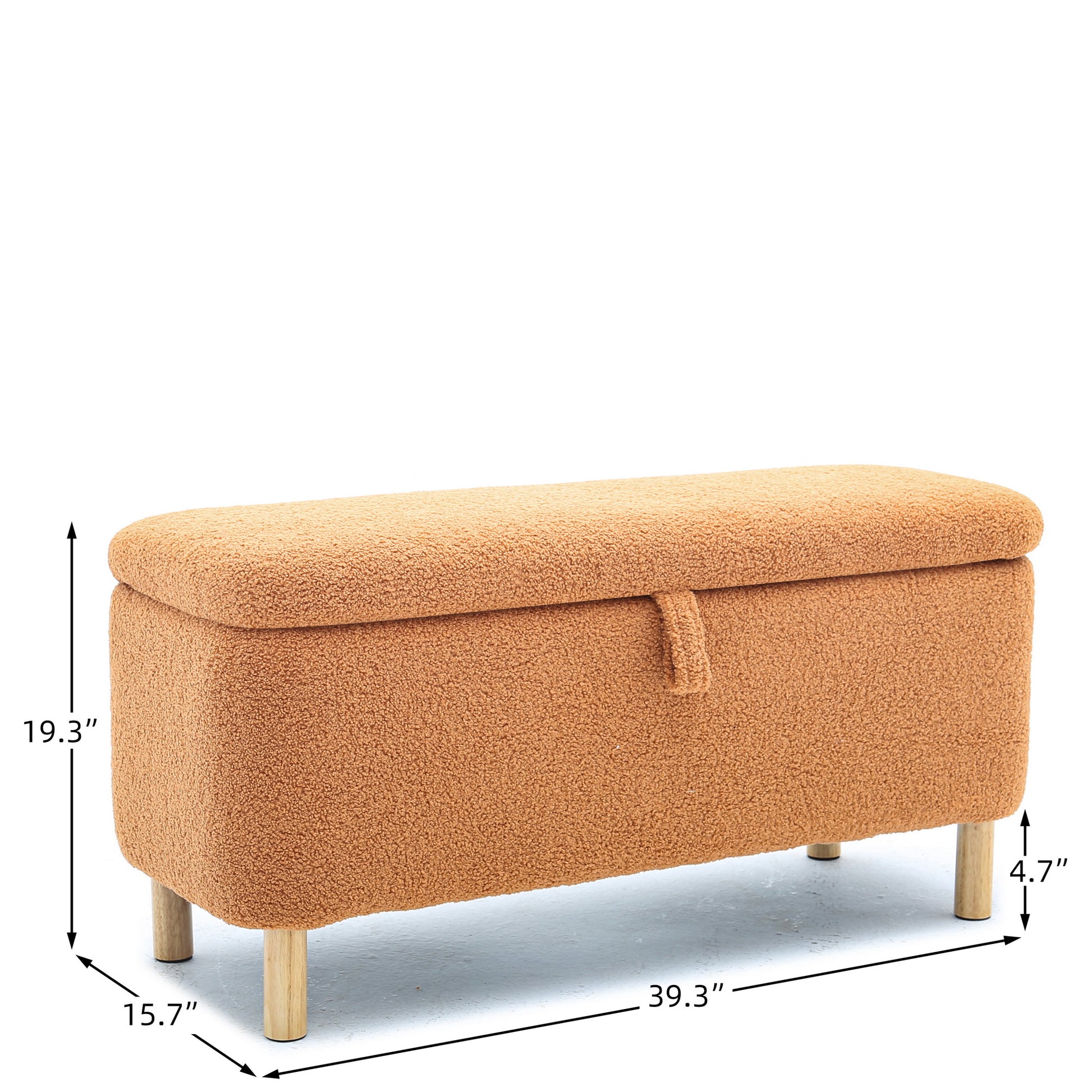 Basics Upholstered Storage Ottoman And Entryway Bench Orange Orange Boucle