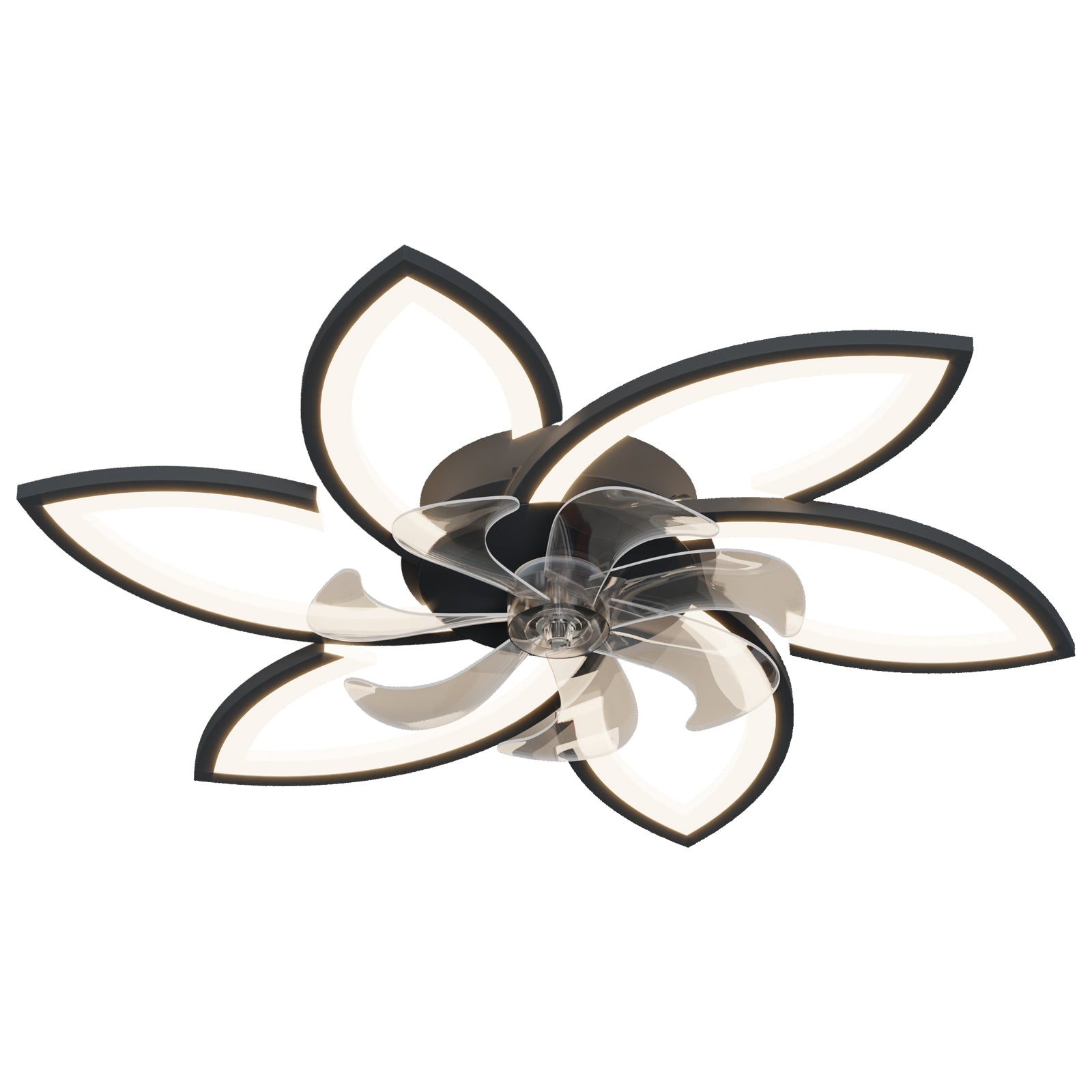 30.7In Ceiling Fan With Lights, Remote Control 3 Color Temperatures,6 Gear Wind Speed Fan Light Black Modern Acrylic