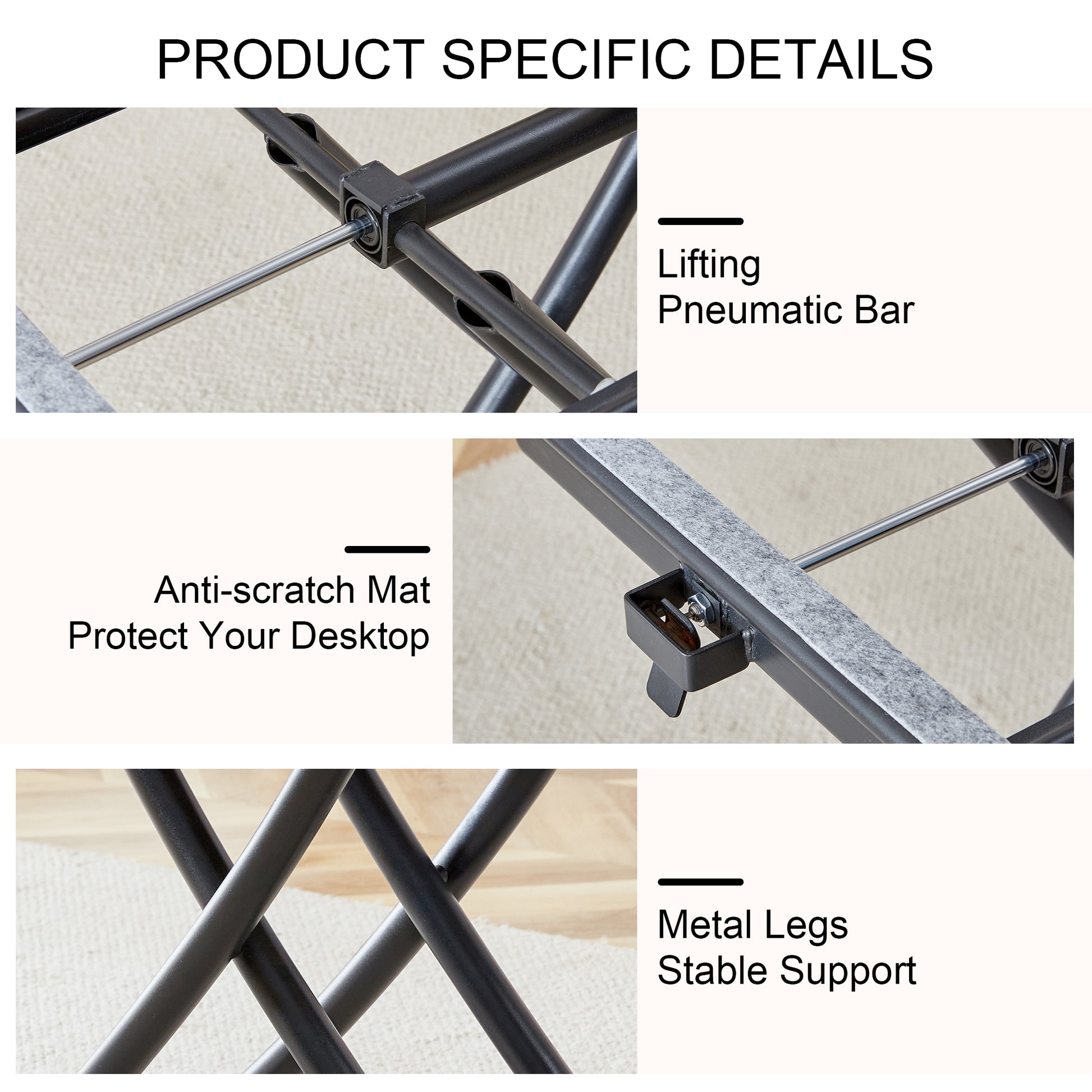 Modern Minimalist Multifunctional Lifting Table, 0.8 Inch Wood Grain Craft Sticker Desktop, Black Metal Legs. 4 Faux Leather Upholstered Dining Chairs With Black Metal Legs. Lt 10055 B0501 Natural Wood Wash Metal